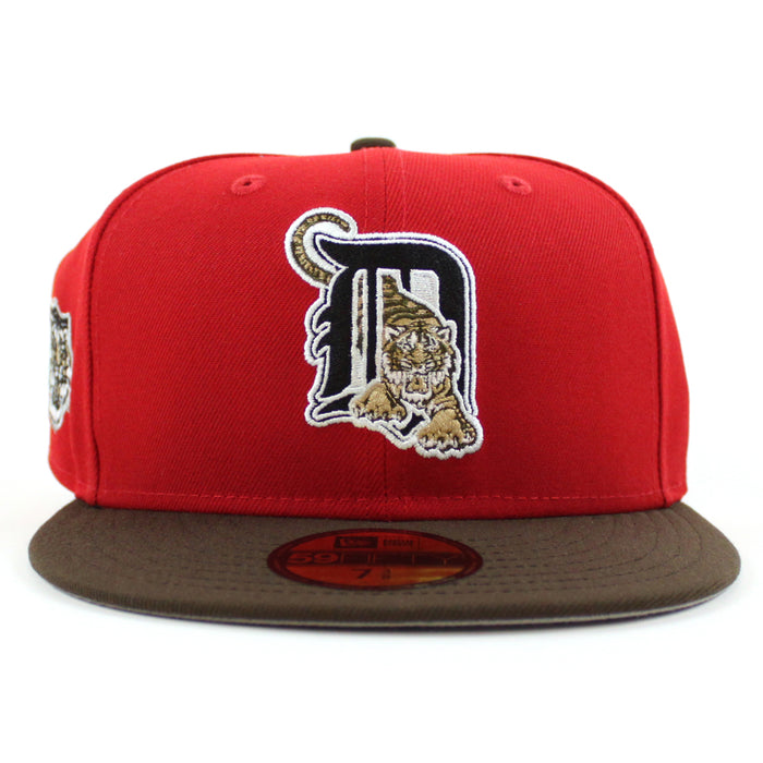 Detroit Tigers TIGER Patch New Era 59Fifty Fitted Hat (Scarlet Walnut Gray Under Brim)
