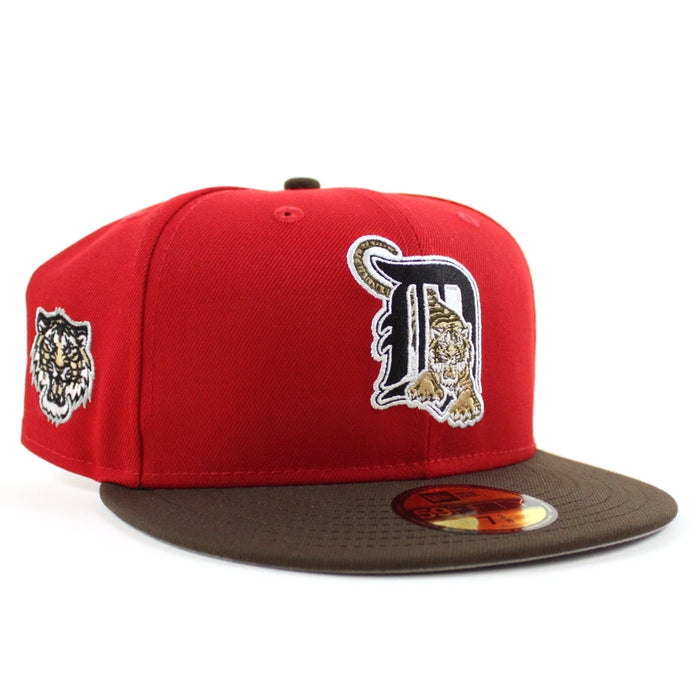 Detroit Tigers TIGER Patch New Era 59Fifty Fitted Hat (Scarlet Walnut Gray Under Brim)