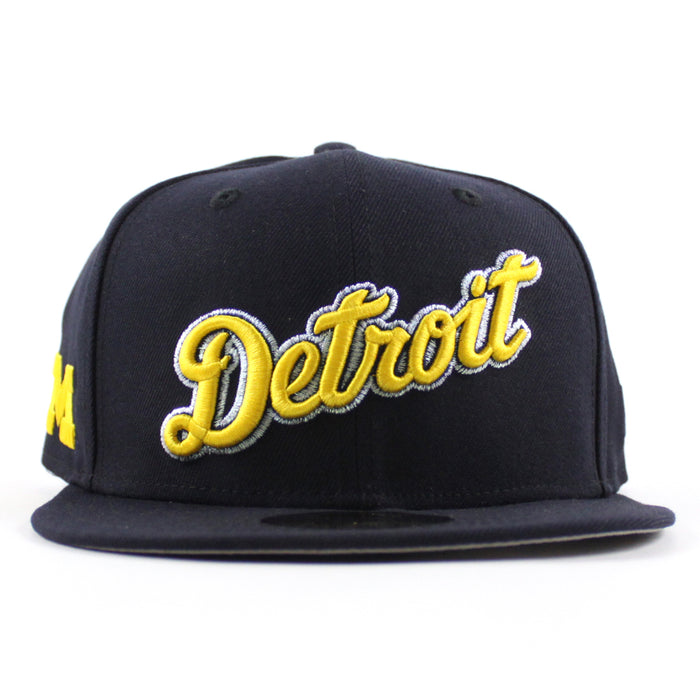 Detroit Tigers x Michigan Wolverines Michigan Patch New Era 59Fifty Fitted Hat (Navy Gray Under Brim)