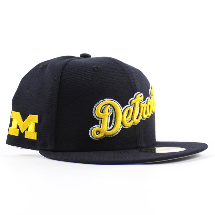 Detroit Tigers x Michigan Wolverines Michigan Patch New Era 59Fifty Fitted Hat (Navy Gray Under Brim)