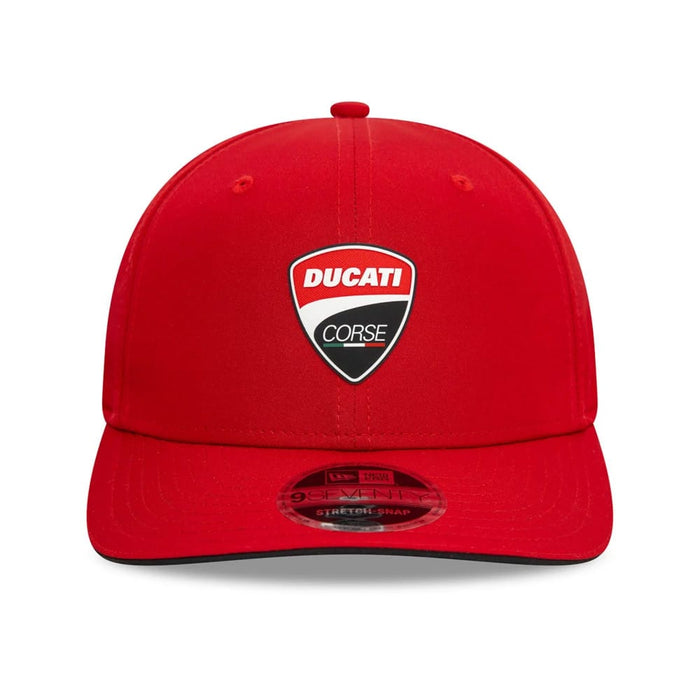 This is a Ducati Motor Logo Core Red 9SEVENTY Stretch Snap Adjustable Cap 2