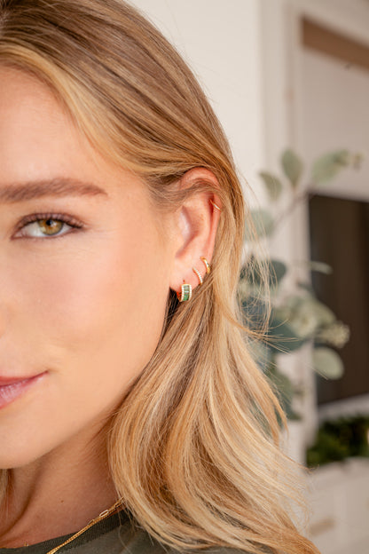 Emerald Baguette Hoops