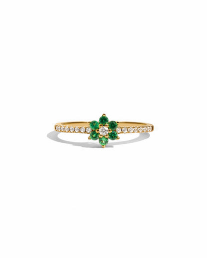 Emerald Flower Ring
