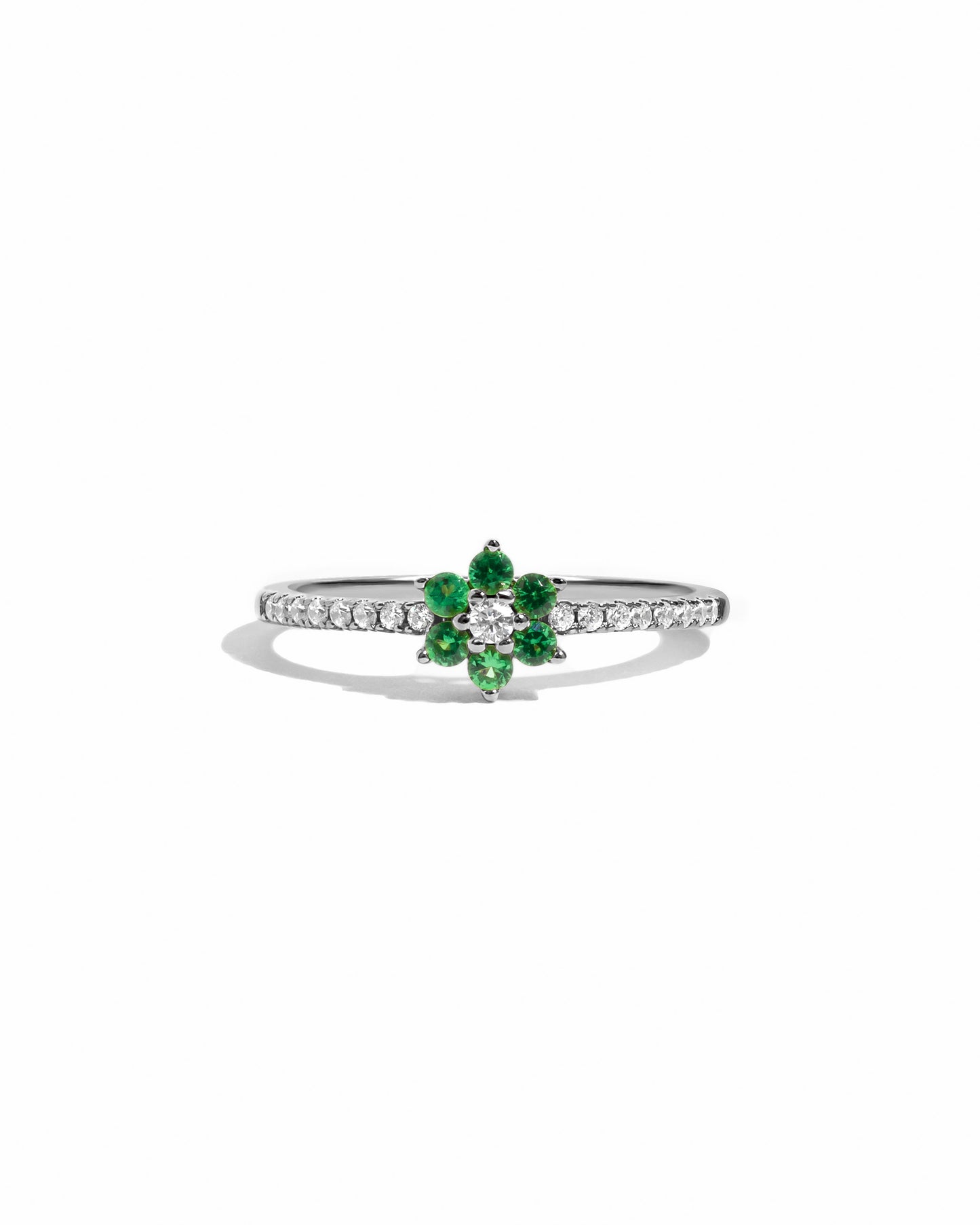 Emerald Flower Ring