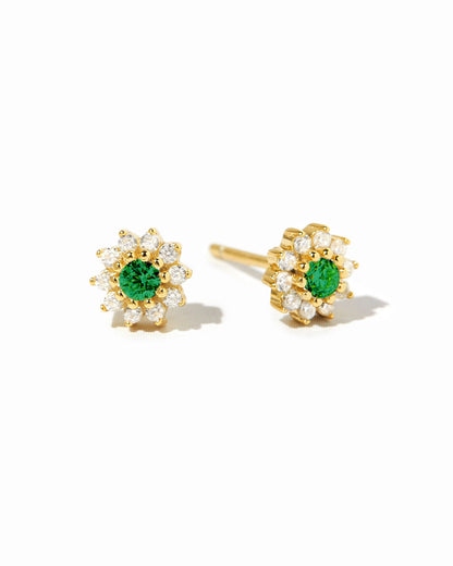 Emerald Dainty Flower Studs