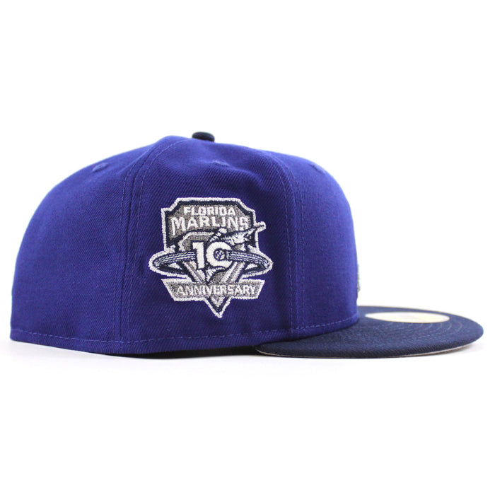 Florida Marlins 10th Anniversary New Era 59Fifty Fitted Hat (Royal Blue Ocean Side Gray Under brim)