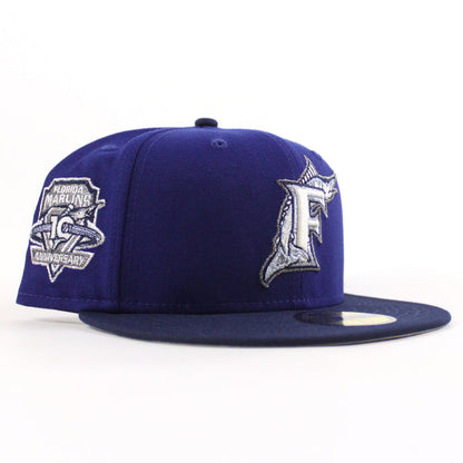 Florida Marlins 10th Anniversary New Era 59Fifty Fitted Hat (Royal Blue Ocean Side Gray Under brim)
