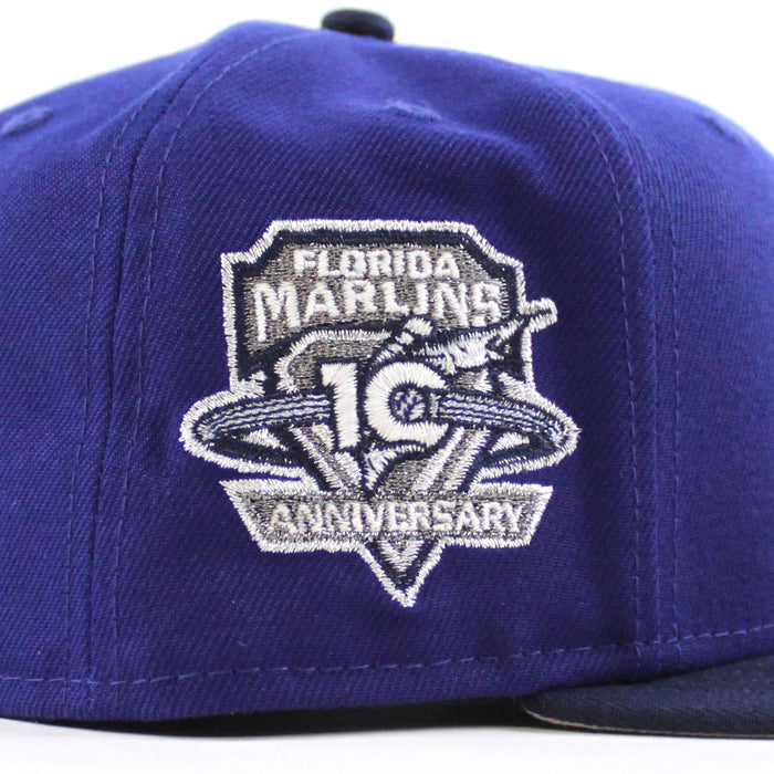 Florida Marlins 10th Anniversary New Era 59Fifty Fitted Hat (Royal Blue Ocean Side Gray Under brim)