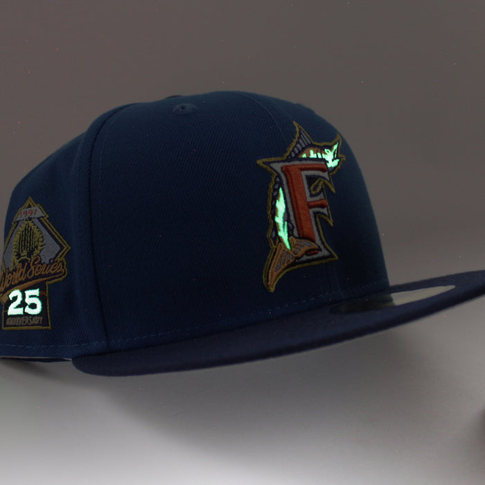 Florida Marlins 25th Anniversary New Era 59Fifty Fitted Hat (Glow in the Dark SeaShore Oceanside Gray Under brim)