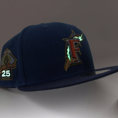 Florida Marlins 25th Anniversary New Era 59Fifty Fitted Hat (Glow in the Dark SeaShore Oceanside Gray Under brim)