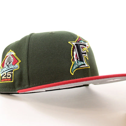 Florida Marlins 25th Anniversary New Era 59Fifty Fitted Hat (Seaweed Green Pinot Red Gray Under brim)