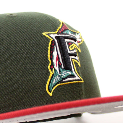 Florida Marlins 25th Anniversary New Era 59Fifty Fitted Hat (Seaweed Green Pinot Red Gray Under brim)