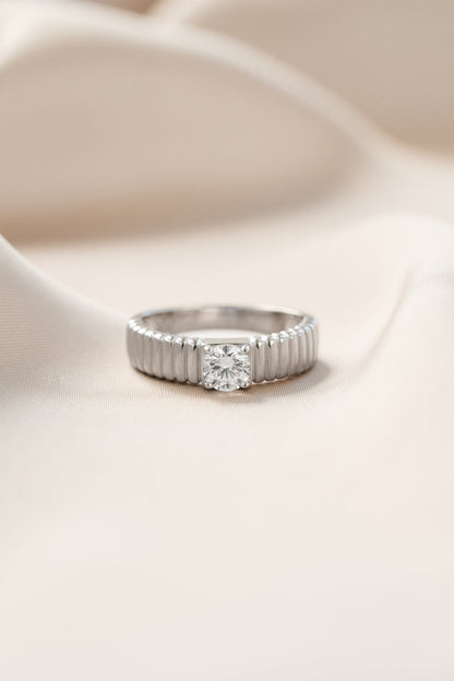 Fluted Solitaire CZ Ring