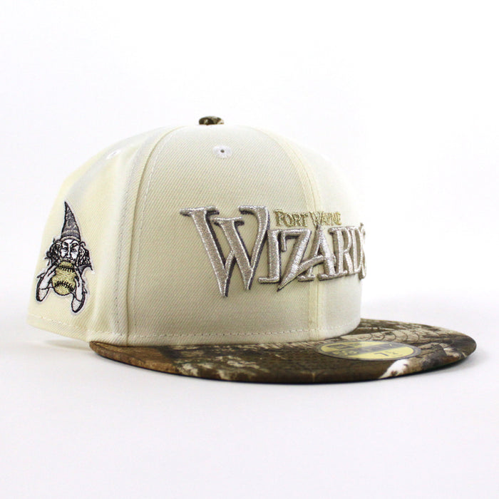 Fort Wayne Wizards New Era 59Fifty Fitted Hat (Chrome White Real Tree Camo Green Under Brim)