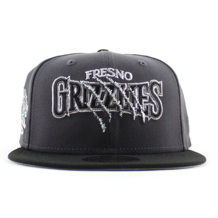 Fresno Grizzlies Grizzlies Patch New Era 59Fifty Fitted Hat (Dark Graphite Black Gray Under Brim)