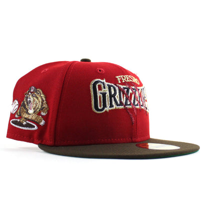 Fresno Grizzlies Grizzlies Patch New Era 59Fifty Fitted Hat (Scarlet Red Walnut Green Under Brim)