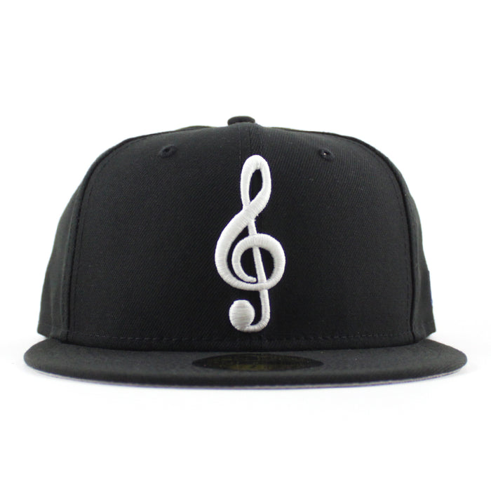 G Clef Music Note New Era Fitted Hat (Black Gray Under Brim)