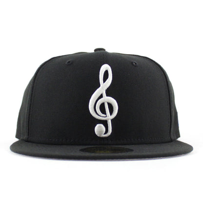 G Clef Music Note New Era Fitted Hat (Black Gray Under Brim)