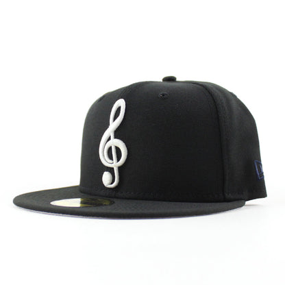 G Clef Music Note New Era Fitted Hat (Black Gray Under Brim)