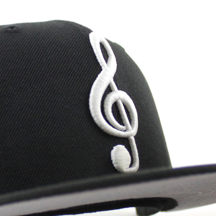 G Clef Music Note New Era Fitted Hat (Black Gray Under Brim)