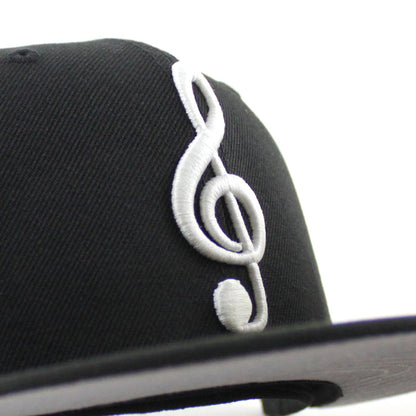 G Clef Music Note New Era Fitted Hat (Black Gray Under Brim)