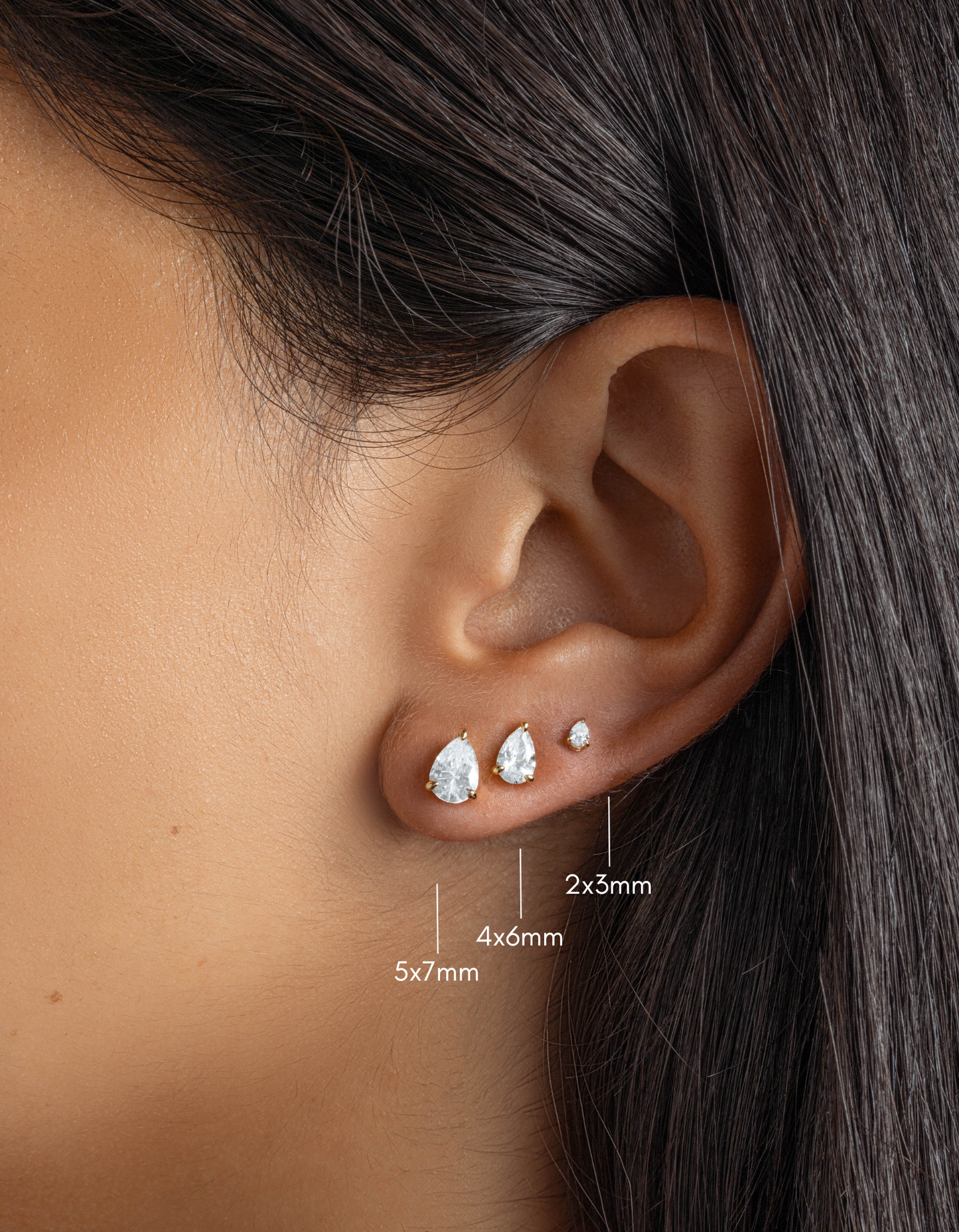 2x3mm Pear Studs (Multiple Sizes Available)