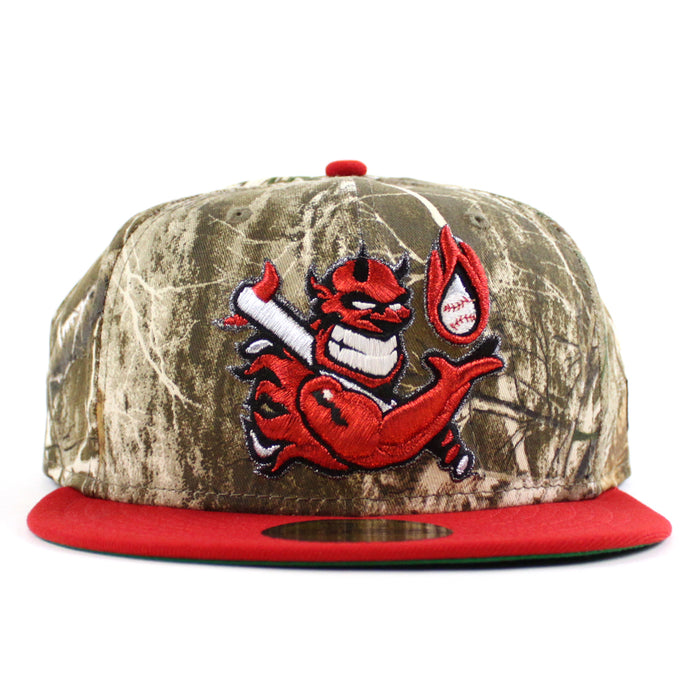 Hellrazors New Era 59Fifty Fitted Hat (Real Tree Camo Scarlet Red Green Under Brim)