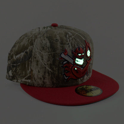 Hellrazors New Era 59Fifty Fitted Hat (Real Tree Camo Scarlet Red Green Under Brim)