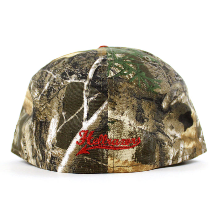 Hellrazors New Era 59Fifty Fitted Hat (Real Tree Camo Scarlet Red Green Under Brim)