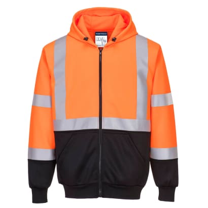 Hi-vis 2-tone full zipped hoody hooded sweatshirt portwest b315