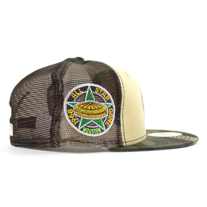Houston Astros 1968 All Star Game New Era 59Fifty Fitted Hat (Vegas Gold Mesh WoodLand Camo Gray Under Brim)