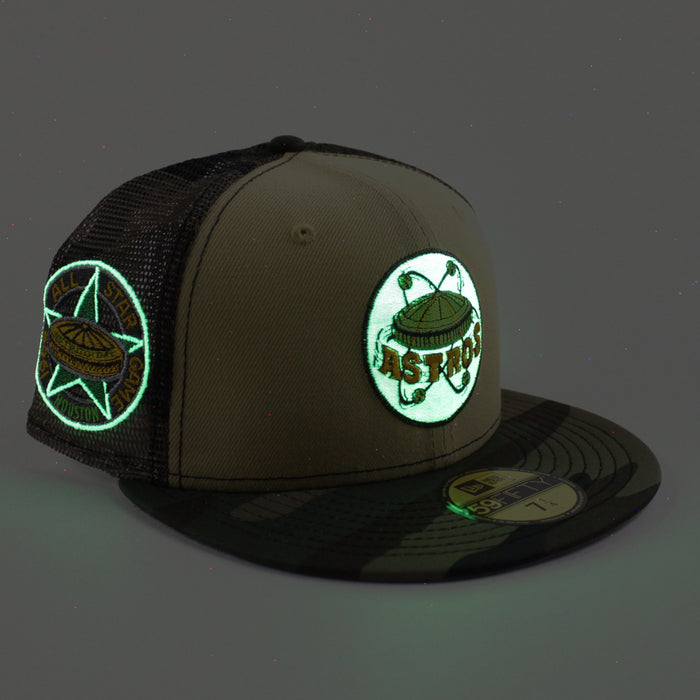 Houston Astros 1968 All Star Game New Era 59Fifty Fitted Hat (Vegas Gold Mesh WoodLand Camo Gray Under Brim)