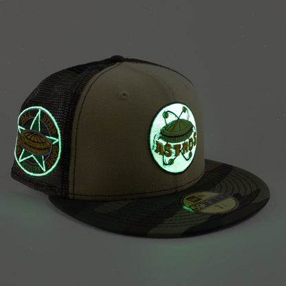 Houston Astros 1968 All Star Game New Era 59Fifty Fitted Hat (Vegas Gold Mesh WoodLand Camo Gray Under Brim)