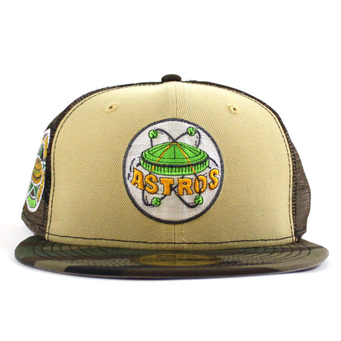 Houston Astros 1968 All Star Game New Era 59Fifty Fitted Hat (Vegas Gold Mesh WoodLand Camo Gray Under Brim)