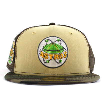 Houston Astros 1968 All Star Game New Era 59Fifty Fitted Hat (Vegas Gold Mesh WoodLand Camo Gray Under Brim)