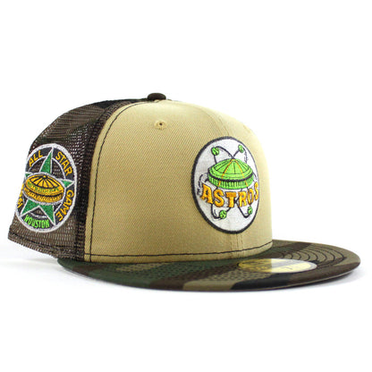 Houston Astros 1968 All Star Game New Era 59Fifty Fitted Hat (Vegas Gold Mesh WoodLand Camo Gray Under Brim)