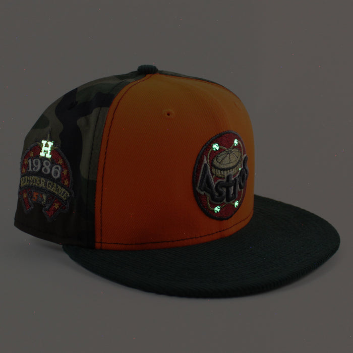 Houston Astros 1986 All Star Game New Era 59Fifty Fitted Hat (Hunter Orange WoodLand Camo Green Gray Under Brim)