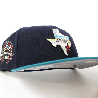 Houston Astros 1986 All Star Game New Era 59Fifty Fitted Hat (Navy Aqua Gray Under Brim)