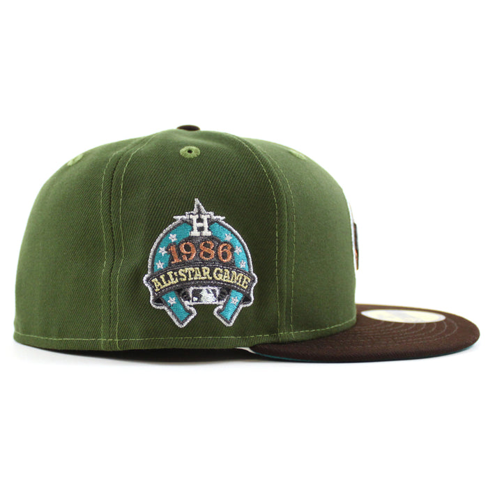 Houston Astros 1986 All Star Game New Era 59Fifty Fitted Hat (Rifle Green Burntwood Aqua Under Brim)