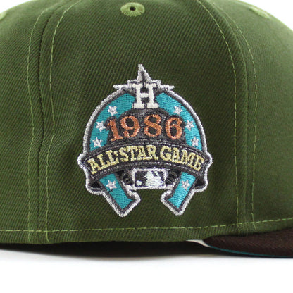 Houston Astros 1986 All Star Game New Era 59Fifty Fitted Hat (Rifle Green Burntwood Aqua Under Brim)