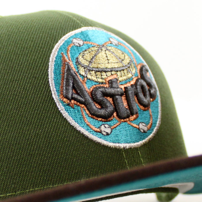 Houston Astros 1986 All Star Game New Era 59Fifty Fitted Hat (Rifle Green Burntwood Aqua Under Brim)