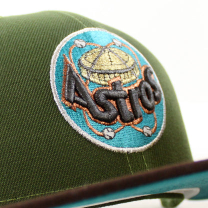 Houston Astros 1986 All Star Game New Era 59Fifty Fitted Hat (Rifle Green Burntwood Aqua Under Brim)