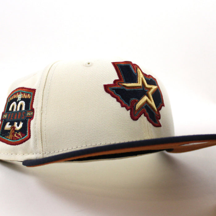 Houston Astros 20 YEARS New Era 59Fifty Fitted Hat (CHROME WHITE  NIGHT SHIFT NAVY RUST ORANGE Under Brim)