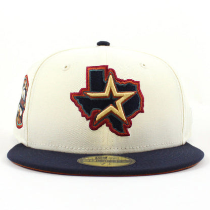Houston Astros 20 YEARS New Era 59Fifty Fitted Hat (CHROME WHITE  NIGHT SHIFT NAVY RUST ORANGE Under Brim)