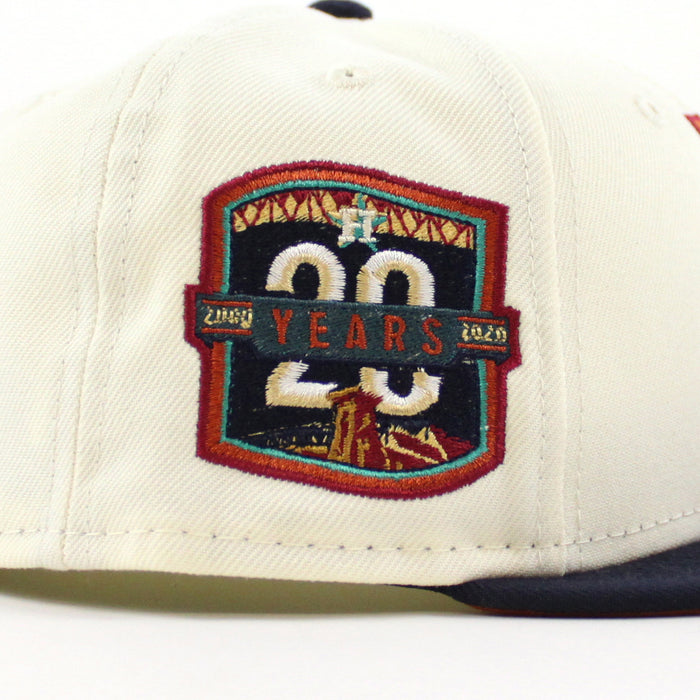 Houston Astros 20 YEARS New Era 59Fifty Fitted Hat (CHROME WHITE  NIGHT SHIFT NAVY RUST ORANGE Under Brim)