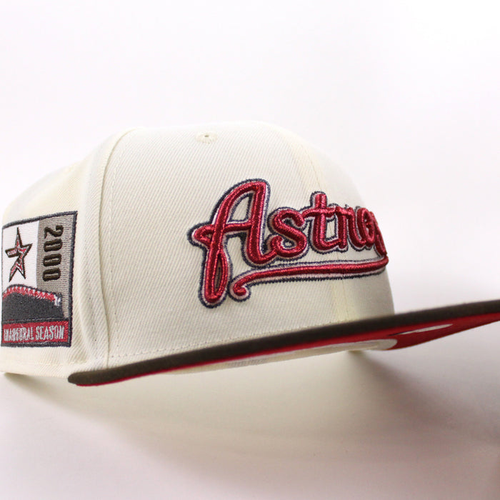 Houston Astros 2000 Inaugural Season New Era 59Fifty Fitted Hat (Chrome White Walnut Scarlet Red Under Brim)