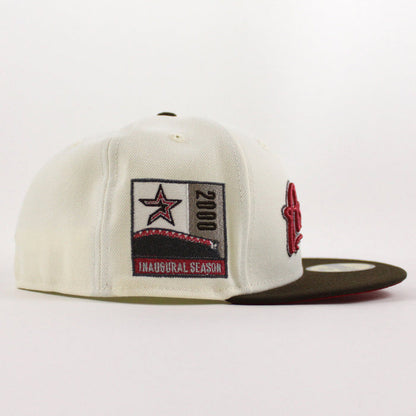 Houston Astros 2000 Inaugural Season New Era 59Fifty Fitted Hat (Chrome White Walnut Scarlet Red Under Brim)