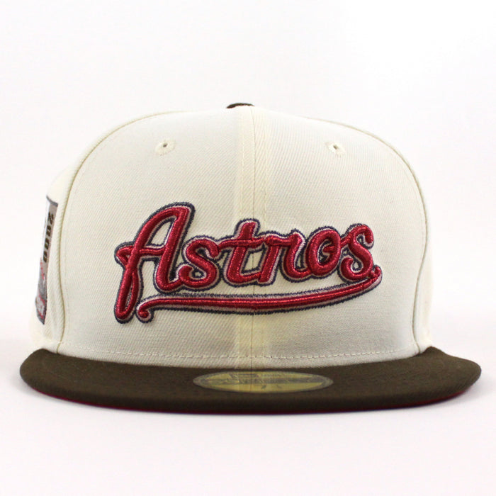 Houston Astros 2000 Inaugural Season New Era 59Fifty Fitted Hat (Chrome White Walnut Scarlet Red Under Brim)