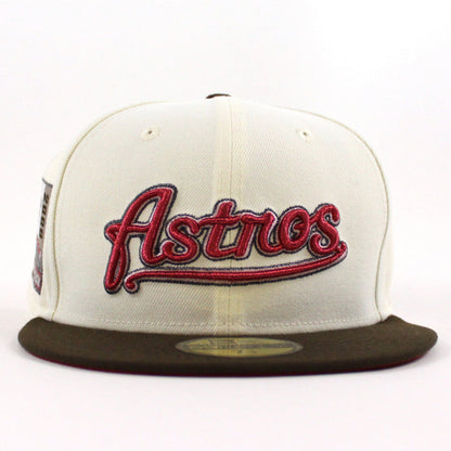 Houston Astros 2000 Inaugural Season New Era 59Fifty Fitted Hat (Chrome White Walnut Scarlet Red Under Brim)