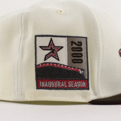 Houston Astros 2000 Inaugural Season New Era 59Fifty Fitted Hat (Chrome White Walnut Scarlet Red Under Brim)